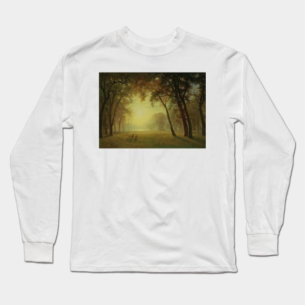 Deer in a Clearing, Yosemite by Albert Bierstadt Long Sleeve T-Shirt by Classic Art Stall